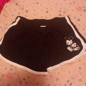 Short shorts with mickey mouse
